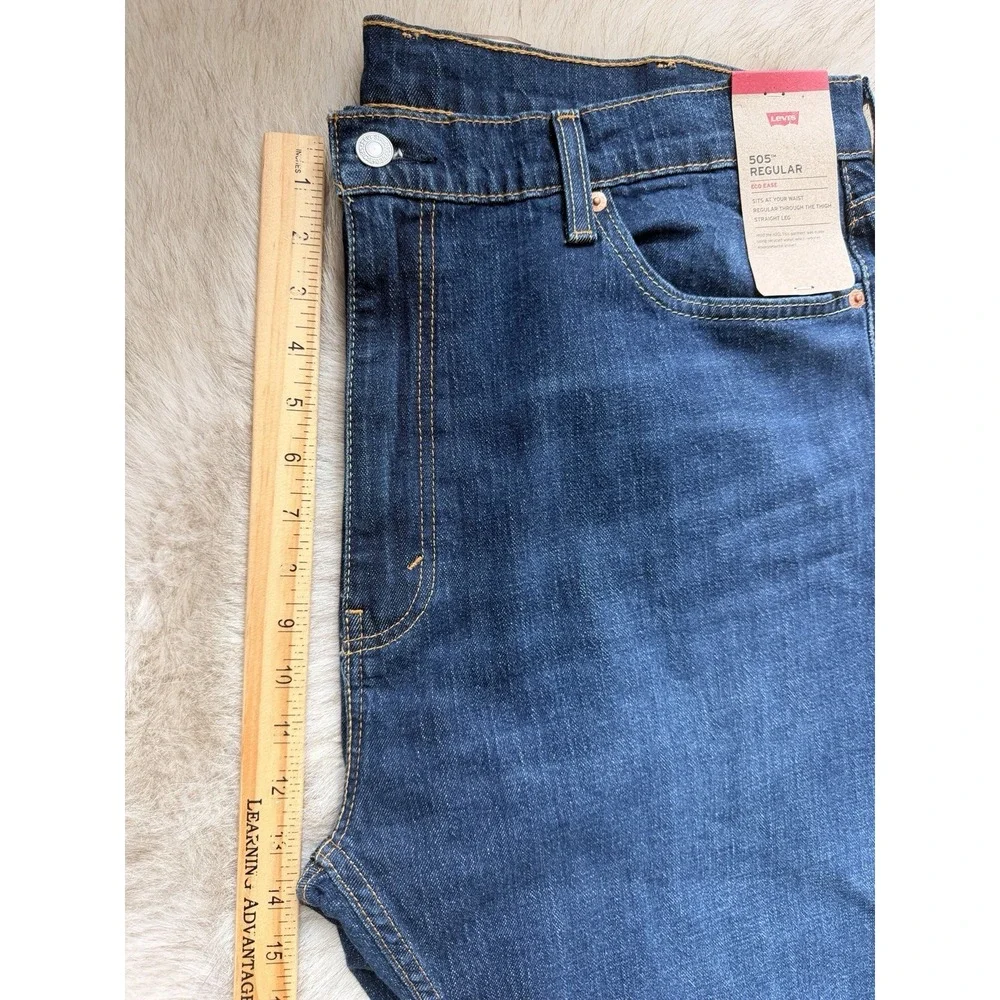 Levi's Men's 505 Regular Fit Straight Leg Jeans Dark Wash 40x32 Denim Mid Rise